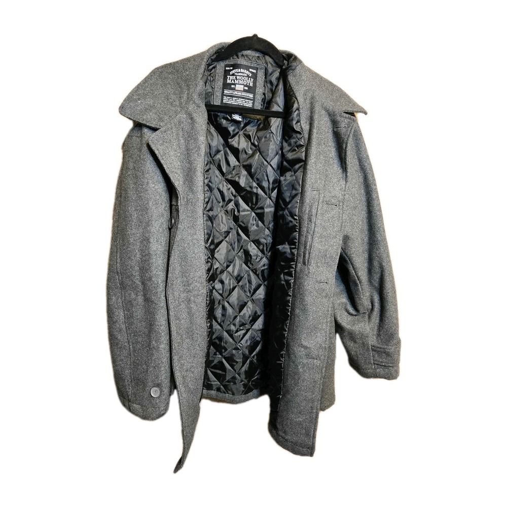 🧥🔥 Steve & Barry's Woolly Mammoth Men's Wool-Blend Peacoat Jacket XL –‎ Gray